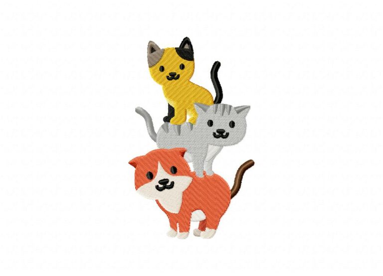 Stack Up Cats Machine Embroidery Design Blasto Stitch