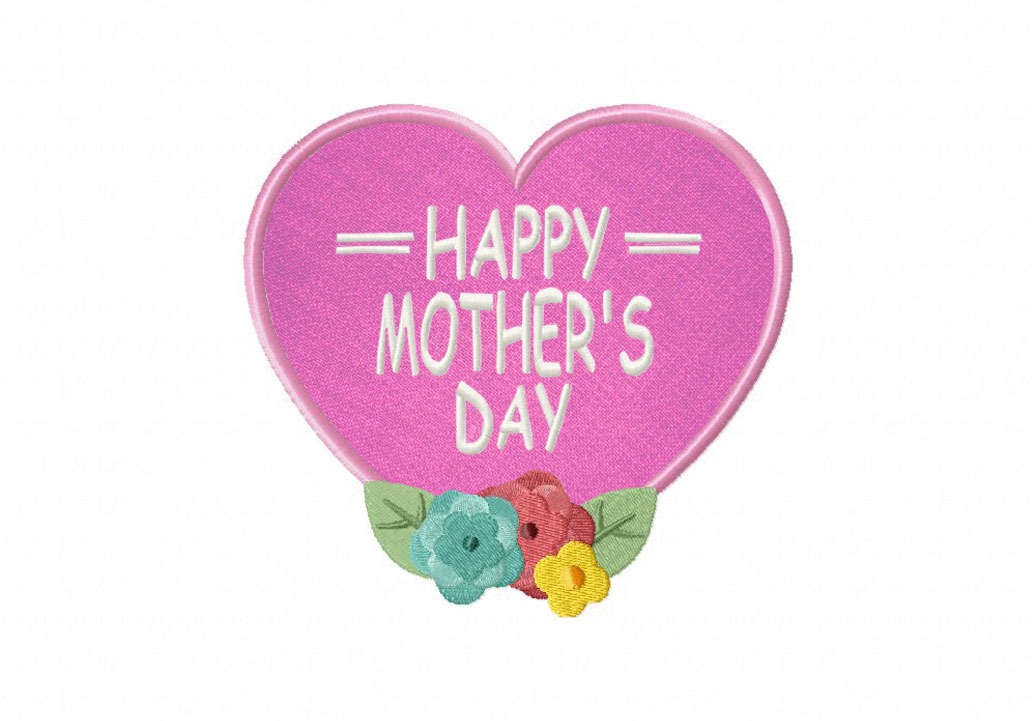 Mother’s Day Heart Includes Both Applique and Stitched – Blasto Stitch