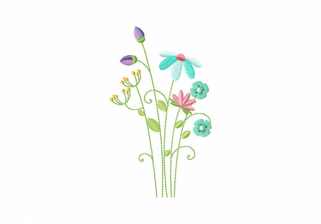 Field Flowers Machine Embroidery Design – Blasto Stitch