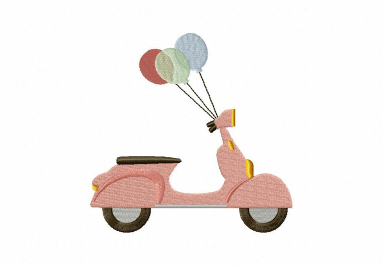 Scooter Balloons Machine Embroidery Design Blasto Stitch