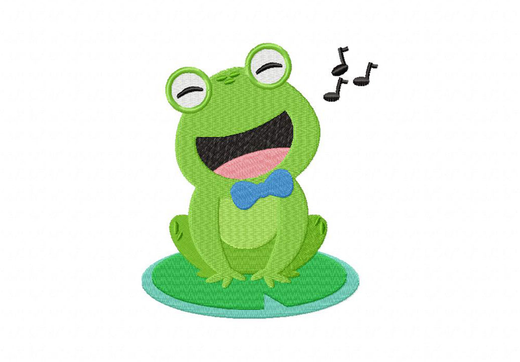 Singing musical frog frogs machine embroidery design