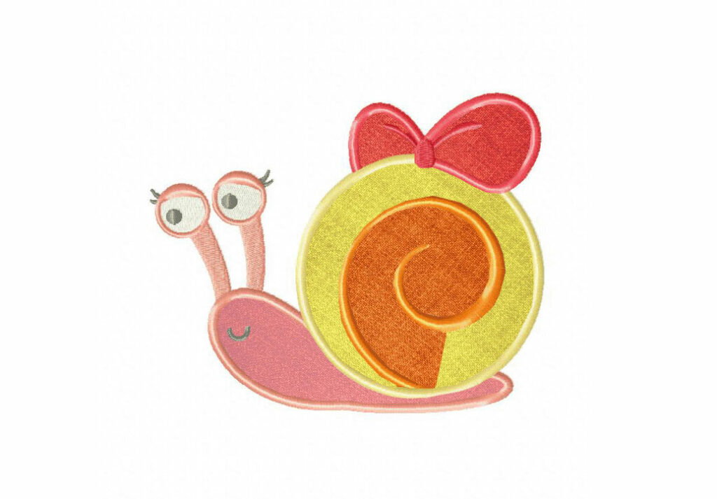 Girl Snail Includes Both Applique and Stitched – Blasto Stitch