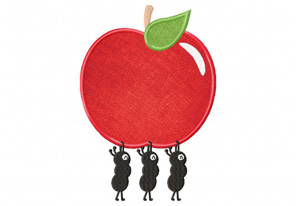 Ants Carrying Apple Includes Both Applique and Stitched – Blasto Stitch