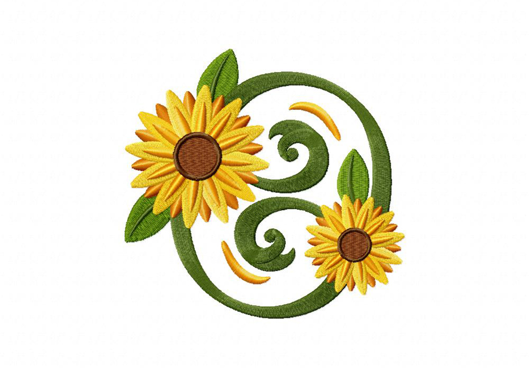 Classic Sunflower Circle Machine Embroidery Design – Blasto Stitch