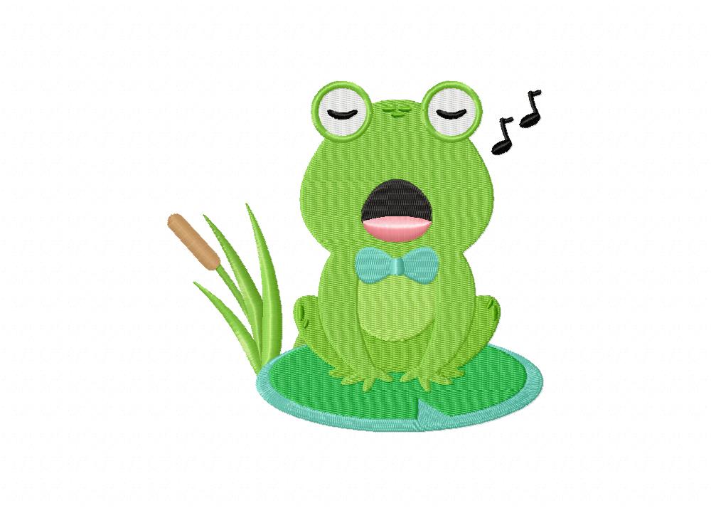 Singing musical frog frogs machine embroidery design