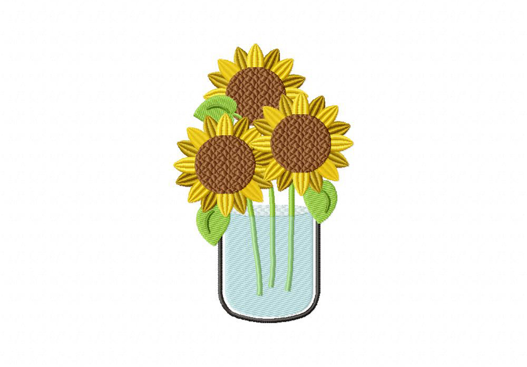 Download Mason Jar Sunflower Three Machine Embroidery Design ...