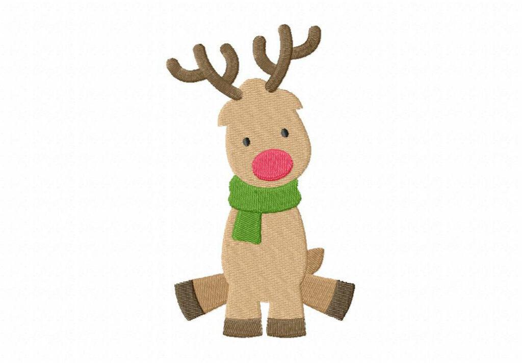 Christmas Reindeer Green Scarf Machine Embroidery Design โ Blasto Stitch