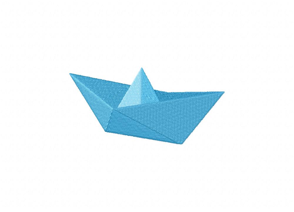 blue paper boat machine embroidery design – blasto stitch