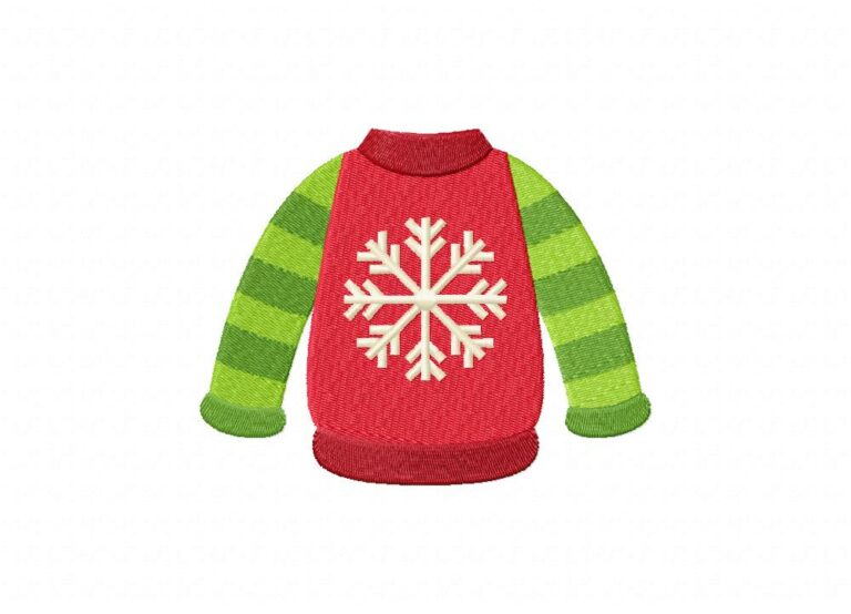 Winter Sweater Snowflake Machine Embroidery Design Blasto Stitch