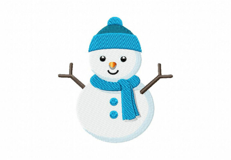 Blue Snowman Scarf Machine Embroidery Design – Blasto Stitch