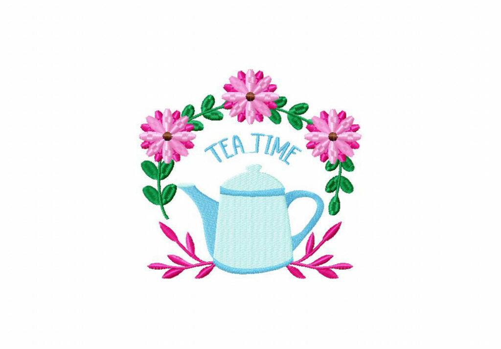 Tea Time Embroidery Design Blasto Stitch