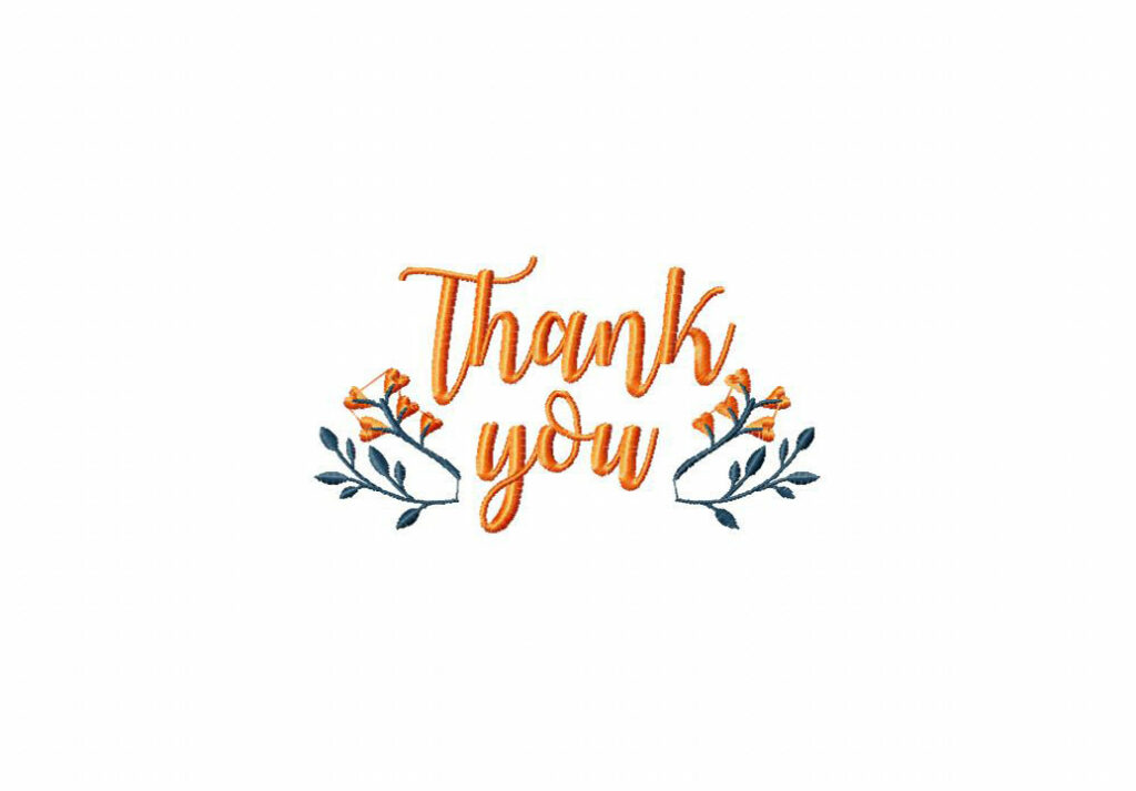 Thank You Cursive Embroidery Design – Blasto Stitch