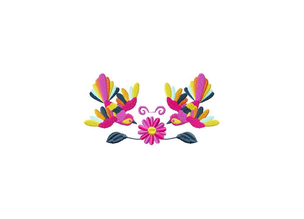 Floral Otomi Bird Embroidery Design – Blasto Stitch